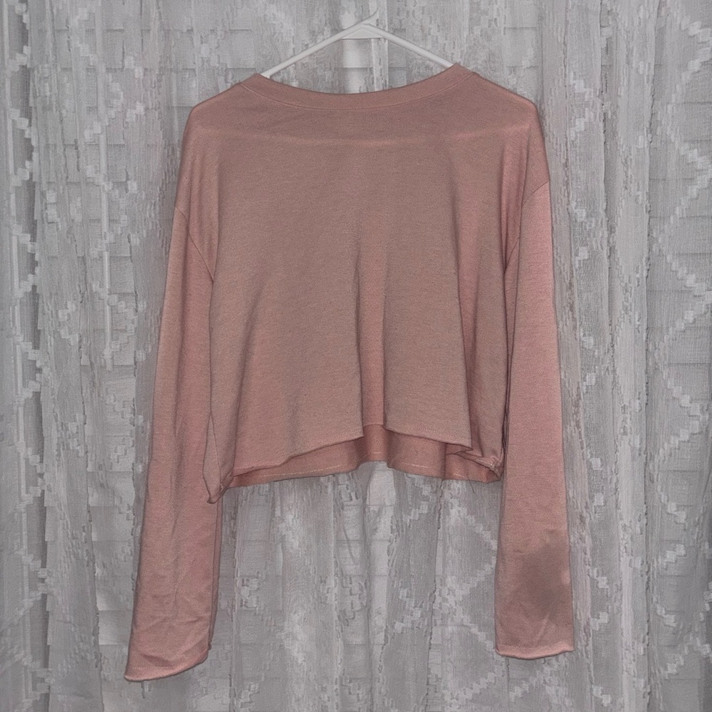 Long Sleeve Pink Crop Top w/ Bell Sleeves